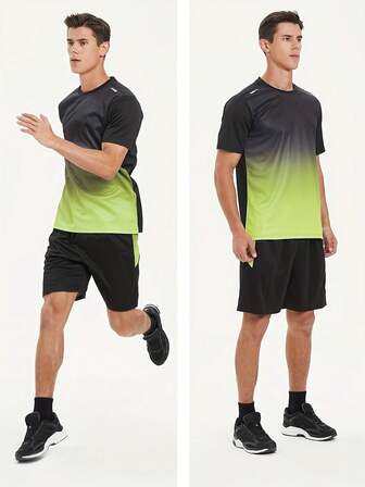 YINGHU 运动装男友款男士透气短袖冰丝 T 恤，速干服装，适合跑步、骑自行车、健身、篮球