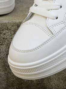 Rebajas Nuevos tenis blancos con suela gruesa para mujer, zapatos deportivos casuales blancos para primavera/otoño - Blanco - Ver 7