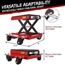 1200lbs Motorcycle Jack With Dolly, Motorcycle Scissor Lift Jack Hoist Stand For Dirt Bike ATV Cruiser Bikes With Wide Deck & Safety Pin - Red - View 8