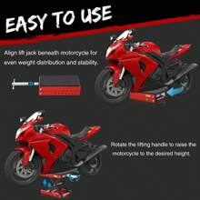 1200lbs Motorcycle Jack With Dolly, Motorcycle Scissor Lift Jack Hoist Stand For Dirt Bike ATV Cruiser Bikes With Wide Deck & Safety Pin - Red - View 6