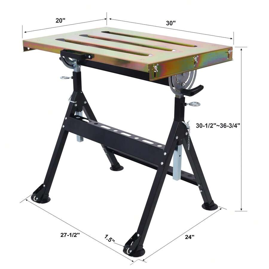 Portable 30"X20" Welding Table With 400lbs Load Capacity, Adjustable