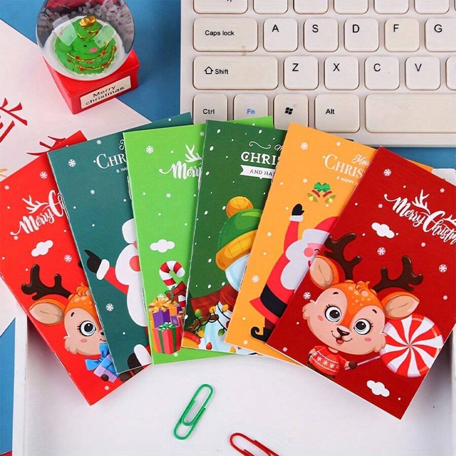Christmas Decoration 20pcs Cartoon Christmas Mini Notebooks, Portable Pocket-Sized Memo Pads, Student Stationery, Christmas Decorations, Christmas Party Favors, Back To School Supplies, Notebooks - Multicolor - View 1
