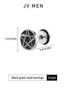 新款男士优雅钛钢耳环，深色简约个性化耳环，男士配饰 - 黑色 - 查看 12