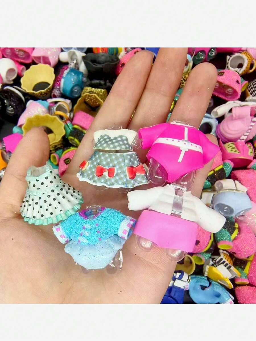 Christmas Decoration 5PCS/10PCS LOL SURPRISE Cartoon Doll Accessories Random Dress Set Birthday Gift, Dolls, Lol Surprise - Apricot - View 1