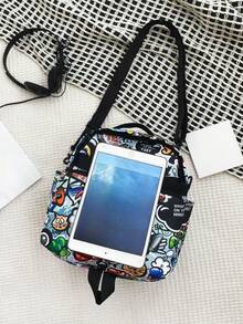 1 件女士美式斜跨单肩包，简约斜挎包，时尚色彩，街头风格手提包 - 彩色 - 查看 3