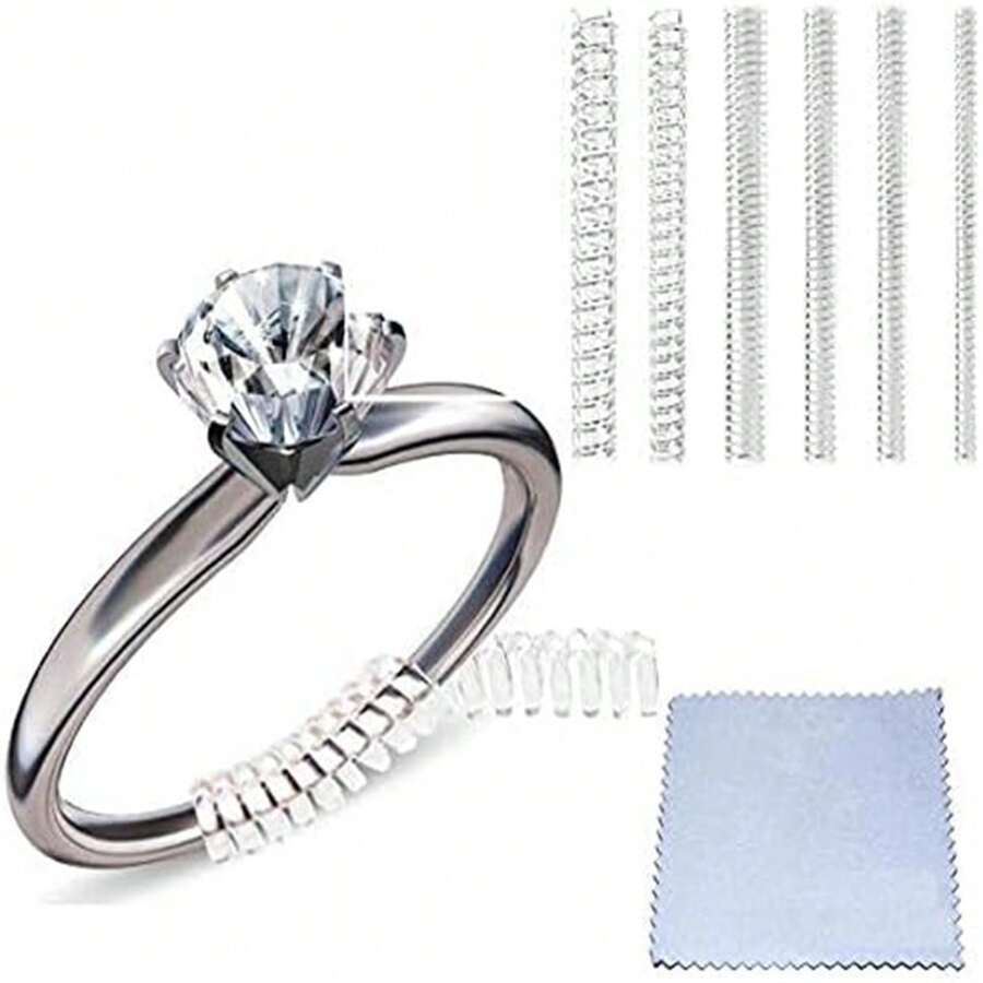 4pcs Transparent Ring Sizer Adjuster - Adjustable Invisible Jewelry Sizer, Shrink Wrap Packaging, Anti-Slip Protection, Loose Ring Protector, Fits Almost Any Ring, Easy To Use, Durable
