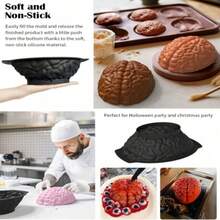 1 个 3D 大脑模具、DIY 硅胶人脑蛋糕模具、巧克力模具、制冰机模具非常适合 DIY 蛋糕装饰和烘焙、万圣节和圣诞节创意模型、烘焙工具、圣诞节万圣节派对用品 - 彩色 - 查看 6