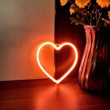 Lumière au néon en forme de cœur rose, lumière LED alimentée par batterie ou USB, lumière décorative pour le bureau, le mur, le dortoir, la salle de classe, la chambre des filles, la fête des mères, la saint-valentin, l'anniversaire, la maison