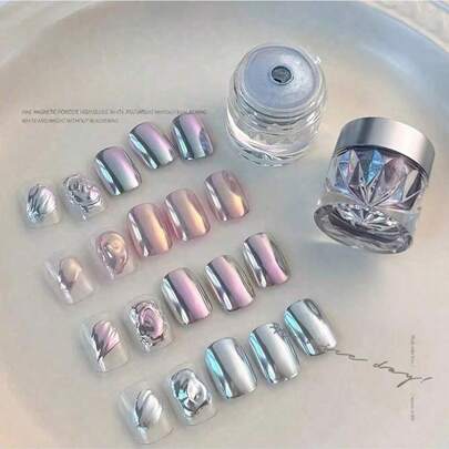 1瓶月光镜面美甲粉闪粉铬猫眼粉金属美白美甲增强极光粉美甲装饰#20240