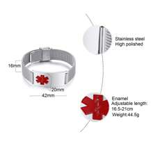1pc Customized Laser Engraved Hollow Stainless Steel Red & Black Medical ID Mesh Bracelet, Best Gift For Men & Women In 2024, Stainless Steel Strap, Stainless Steel Jewelry, Customized Bracelet For Women, Personalized Item, Gift For Him,Jewellery For Ladies - Style - View 12