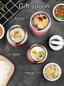 1 cái Cốc đựng thức ăn trưa giữ nhiệt mini di động 16oz có tên tùy chỉnh, đi kèm thìa thép không gỉ, bình chân không bằng thép không gỉ SUS304 - nhiều màu - Xem 6