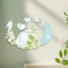 Ein Set mit niedlichen cartoon-artigen Acryl Wanddekorationen, kreative und stilvolle dekorative Wandspiegel Aufkleber für Wohnzimmer, Heimdekoration Wandspiegel Aufkleber, für Badezimmer, Wohnzimmer und Schlafzimmer Dekoration, einfach anzubringen und ohne Beschädigung entfernbar - moderne Heimdekoration, Inneneinrichtung, Kinderzimmer Dekoration