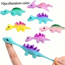6/10/20pcs Slingshot Dinosaur Finger Toys, Mini Rubber Dino Figures Finger Sling Shot Toys, Flying Games Party Favors Gift Toy, Funny Gag Gifts Christmas Halloween Gift - Multicolor - View 14