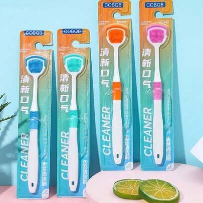 2件/3件/4件/6件刮舌器 多功能刮舌器 硅胶刮舌器 双效舌苔清洁刷 口腔护理 去除口臭 口气清新套装 适合旅行 日常携带方便 (颜色随机)