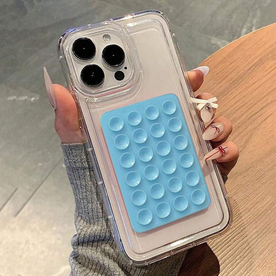 Soporte para teléfono 1 pieza Estuche de teléfono 3D transparente con ventosa y airbag compatible con iPhone 15 14 13 12 Pro Max 11 Estético con protección contra golpes y funda trasera suave