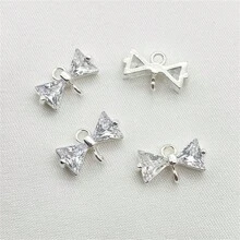 2/4/6pcs Copper-Tone Zirconia Bowknot Double Loop Pendants, DIY Earrings Bracelets Necklaces Chic Bridal Hair Accessories Valentines