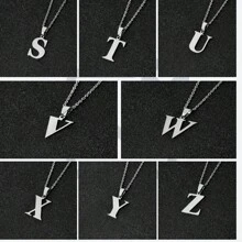1 pieza Collar de acero inoxidable minimalista, collar con colgante de letra inicial de la A a la Z fresco para hombres, regalo perfecto para familiares y amigos, joyería de cuello para uso diario
