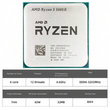 AMD AMD Ryzen 5 5600X R5 5600X 3,7 GHz 6-rdzeniowy 12-wątkowy procesor CPU 7 NM 65 W L3 = 32 M Socket AM4 Nowy, ale bez chłodnicy