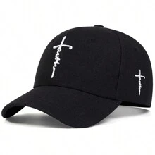 1pc Women's Faith Letter Embroidered Baseball Cap With Cross Pattern, Adjustable Sun Protection Casual Hat For Spring, Autumn, Travel, Beach