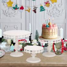 1pc Elegant Lace Decorated White Cake Stand, Metal Cake Display Set For Dessert Platter And Cupcakes, Suitable For Christmas, Birthday, Party, Wedding, Celebration - Multicolor - View 6