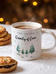 1pc Custom Names Mug, Custom Family Member Names Mug, Personalized Names Mug, Personalized Mug, Christmas Style, Christmas Gift, 3 Styles, Penguin, Christmas Stocking, Christmas Tree, Warm Gift, Family Gift, Ideal For Christmas, Birthdays, Anniversaries, Couples Gift, Best Gift For Mom, Dad, Wife, Husband, Grandma, Grandpa, Gift For Her/Him