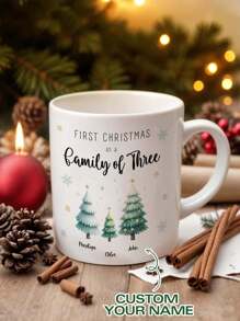 1pc Custom Names Mug, Custom Family Member Names Mug, Personalized Names Mug, Personalized Mug, Christmas Style, Christmas Gift, 3 Styles, Penguin, Christmas Stocking, Christmas Tree, Warm Gift, Family Gift, Ideal For Christmas, Birthdays, Anniversaries, Couples Gift, Best Gift For Mom, Dad, Wife, Husband, Grandma, Grandpa, Gift For Her/Him