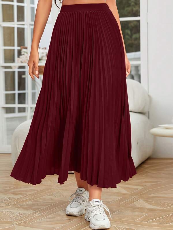 Women's Simple Fashionable Elegant Versatile Pleated A-Line Skirt