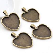 5 pièces Support de pendentif en cabochon vierge convenant à un cadre de cœur de 25 mm, accessoires de réalisation de bijoux DIY