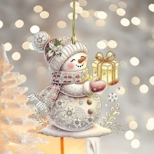 1/3个可爱水晶雪人礼盒亚克力吊坠，2D平面汽车后视镜挂饰，背包和钥匙扣配件，圣诞礼物 - 多色 - 查看 2