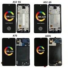 Super Amoled 相容於三星 Galaxy A20 A30 A50 A50s A30s A31 A51 A70 A71 液晶顯示屏,帶觸控螢幕數位轉換器,帶框架替換部件 - 黑色 - 查看 2