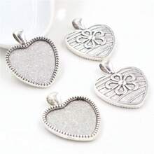 5 pièces Support de pendentif en cabochon vierge convenant à un cadre de cœur de 25 mm, accessoires de réalisation de bijoux DIY