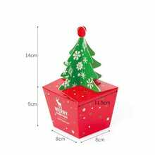1 pieza Caja de regalo de Navidad de papel, caja con diseño de árbol de Navidad y manzana para dulces/pastel - Multicolor - Ver 3