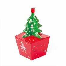 1 pieza Caja de regalo de Navidad de papel, caja con diseño de árbol de Navidad y manzana para dulces/pastel - Multicolor - Ver 4