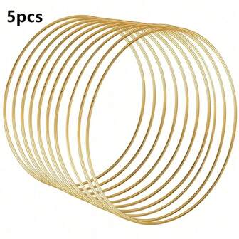 5 件金色金属花环，适用于圣诞节 DIY 婚礼花环、捕梦网和壁挂 - 金色工艺花环，具有无限创意可能性，圣诞节