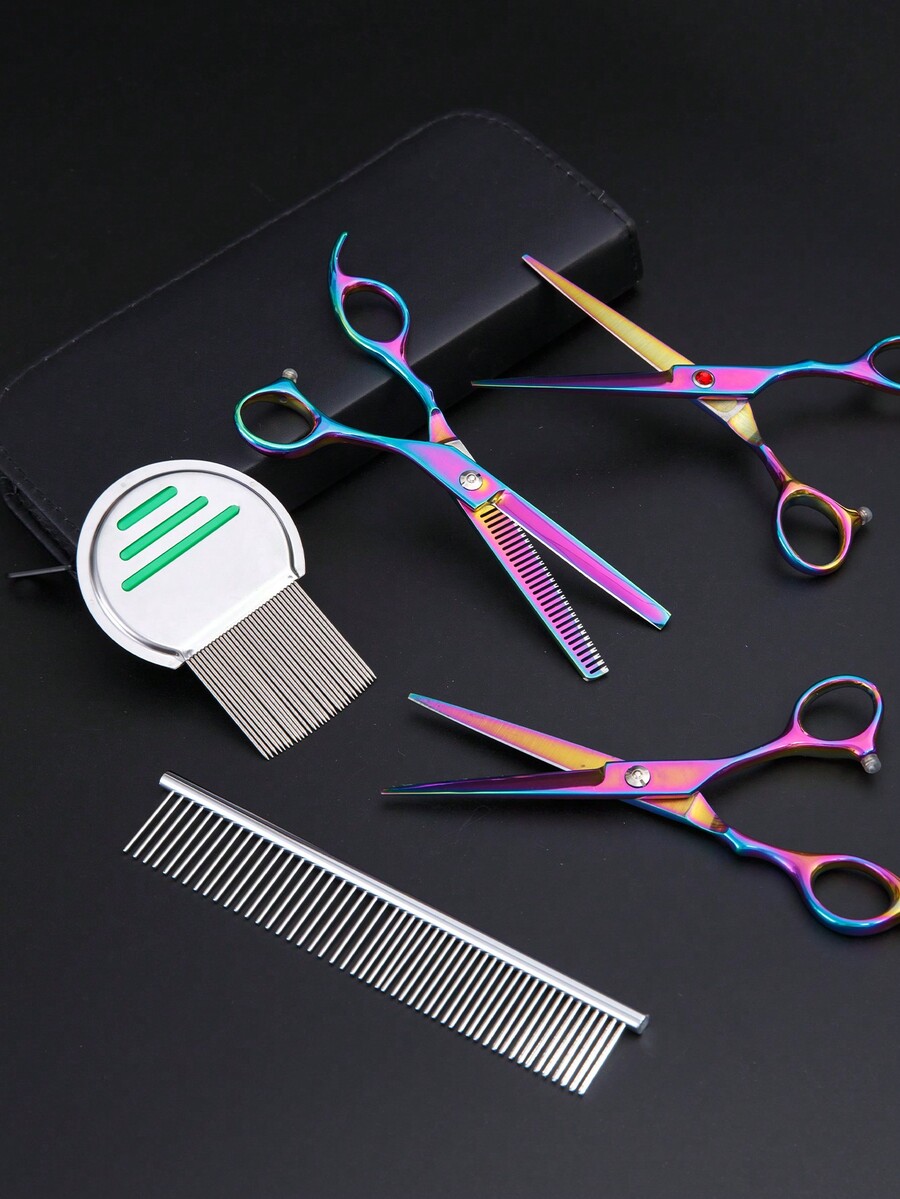 3 In 1 Professional Pet Grooming Thinning Scissors Upward Curved