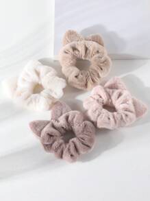 Juego de 4/7 Piezas de Scrunchies con orejas de gato en colores aleatorios para niñas, suaves y esponjosos para coletero, sostenedor de coleta, cuerda elástica para el cabello, accesorios para el cabello de uso diario
