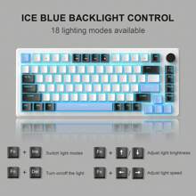 MageGere STAR75 Mechanical Gaming Keyboard With Knob Control, 75% Compact Blue Backlit Wired Gaming Keyboard With Brown Switches, EVA Silent Portable For Tablet PC Computer Windows - White - View 4