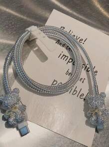 5 pièces/set Protecteur de câble de chargeur d'ours en peluche compatible avec 16/15/14, adaptateur de charge rapide 18/20W, anti-casse, cadeau pour petit ami/petite amie - multicolore - Voir 7