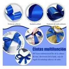 7 rollos Liston Satinado Con Doble Cara Azul Decoracion  Con 4cm 159.6m - azul real - Ver 9