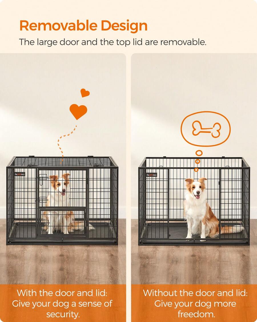 Feandrea Feandrea HeavyDuty Dog Crate, Metal Dog Kennel And Cage With