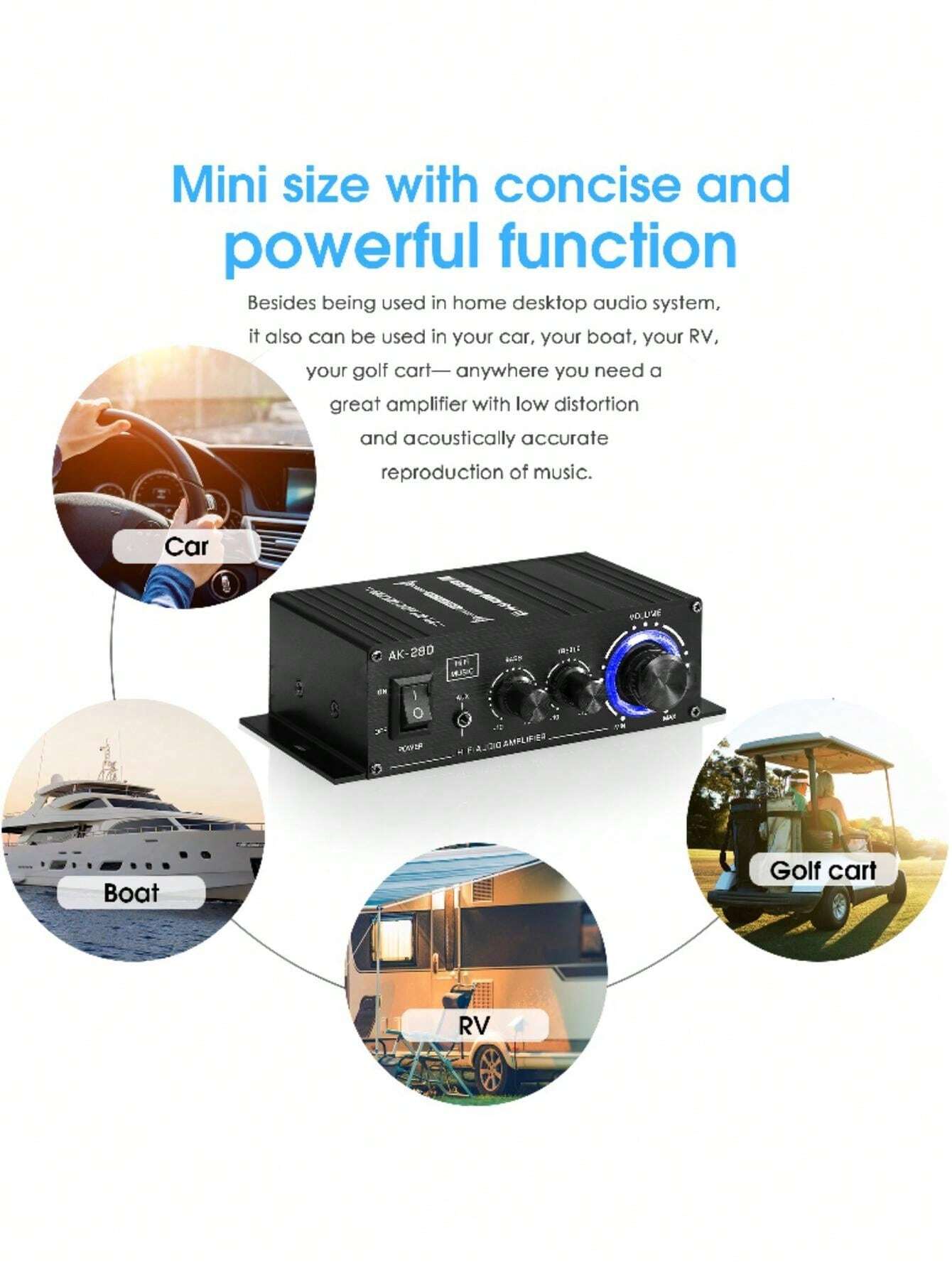 1pc Car Audio Amplifier Mini 2Channel Stereo High Fidelity Sound