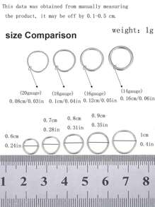 1pc 16g 18g 20g Nose Ring Hoop Cartilage Hoop Earring 10mm/8mm Helix Hoops Tragus Hoop Earring Lip Ring Septum Ring Double Hoop Nose Ring Fot Single Piercing Nose Hoop Hypoallergenic Nose Piercing Hoop Clicker Nose Ring Hinged Nose Ring Hoop 6mm 7mm 8mm 10mm Silver Gold Black 316L Stainless Steel Small Hoop Earrings For Women Men