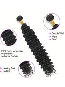 1PC 100G Deep Wave Bundles Human Hair Unprocessed Brazilian Virgin Human Hair One Bundle Deep Wave Human Hair Bundles Hair Weft For Women Natural Color (10-30 INCH) - SNatural - View 6
