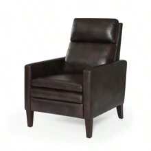 Vaughn Burnished Brown Faux Leather Push Back Recliner - Nâu + Da giả + Xốp như hình - Xem 3