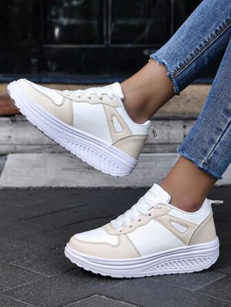 Women's Fashionable Platform Sneakers, Thick Sole, Breathable, Comfortable, Casual, Versatile, Winter