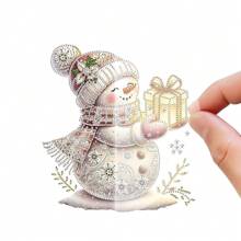 1/3个可爱水晶雪人礼盒亚克力吊坠，2D平面汽车后视镜挂饰，背包和钥匙扣配件，圣诞礼物 - 多色 - 查看 7