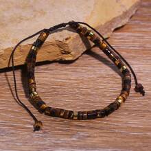 1 pieza Brazalete tejido de cuentas de piedra natural de turquesa, brazalete ajustable de cuerda de piedra natural como regalo para mujer