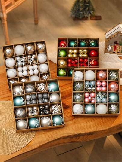 44pcs/Set Painted Christmas Ball Decorations, Assorted Colored Shatterproof Christmas Ornament Ball Set Best Gifts Birthday Home Decor Christmas Decorations Room Decor Winter