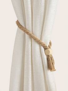 1件/2件/4件装棉绳木质复古流苏窗帘绑带，带磁性扣，多种款式和颜色可选，适用于窗帘固定和收纳 - 咖啡棕 - 查看 6