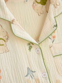 Nature Print Textured Lounge Coordinates - Beige - View 2